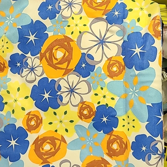 Floral Beach Shopping Tote Bag Blue Orange Yellow 12" x 16" - Picture 8 of 8